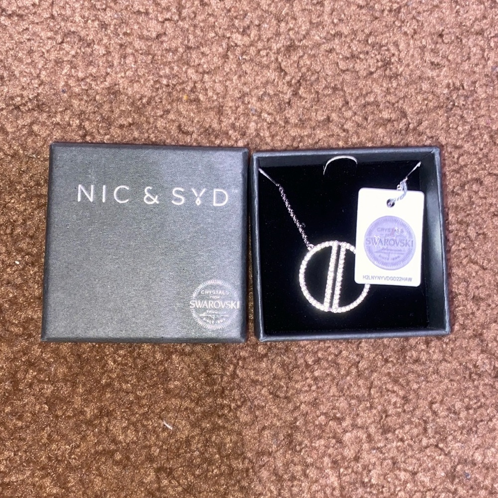 Two half moon pendant necklace. NIC & SYD all authentic swavorski!